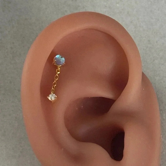 Modest Lu Jewelry - COPY - Gold Opal Crystal Chain Dangle Cartilage Earring
Brand New